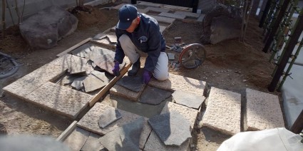 姫路市庭|石貼りアプローチ工事 姫路市庭|石貼りアプローチ工事