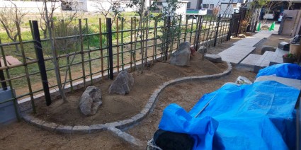 姫路市和風外構|天然竹を使った四ツ目垣 姫路市和風外構|天然竹を使った四ツ目垣