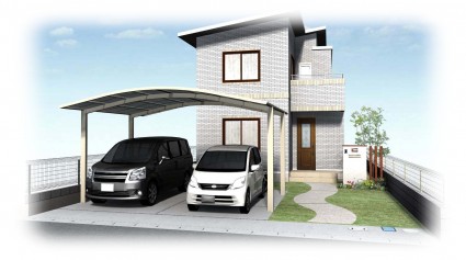 ワイドカーポートのエクステリアデザイン ワイドカーポートのエクステリアデザイン